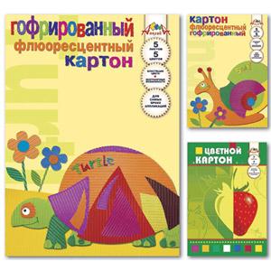 Цветной гофриров. флюоресцентный (неон) картон А4 Апплика/ArtSpace, 4цв., 4л.