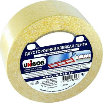 Двухсторонний скотч Unibob (50мм*10м), на тканевой основе