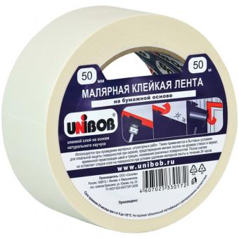 Лента малярная белая Unibob (50мм*50м), инд. упаковка