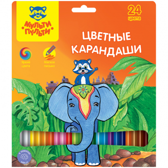 Карандаши цветные Мульти-Пульти, набор 24цв., заточенные, в ассортименте