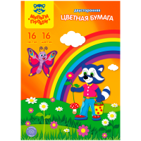 Цветная двухсторон. бумага A4 Мульти-Пульти, 16цв., 16л