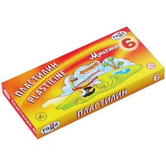 Пластилин ГАММА "Мультики" 06цв, 120гр., со стеком