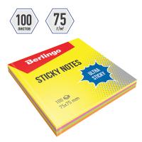 Блок самокл. Berlingo "Ultra Sticky" (75*75мм), 100л., 4 неоновых цвета