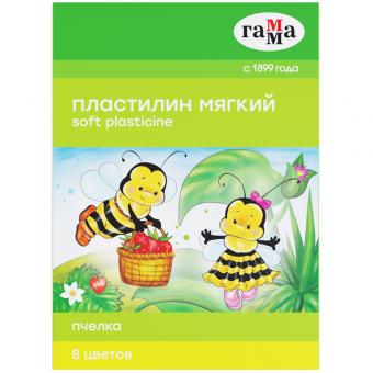 Пластилин восковой ГАММА "Пчелка", 08цв., 120гр., со стеком