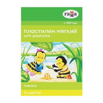 Пластилин восковой ГАММА "Пчелка", 16цв., 240гр., со стеком