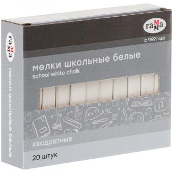 Мелки школьные Гамма, белые, 20шт., мягкие, квадратные