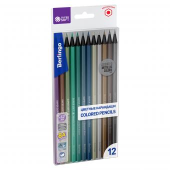 Карандаши цветные металлик Berlingo "SuperSoft. Metallic", 12цв., заточен.