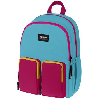 Рюкзак Berlingo Color blocks "Blue fuxia" (39*28*17см), 2 отд., 4 кармана, уплотненная спинка