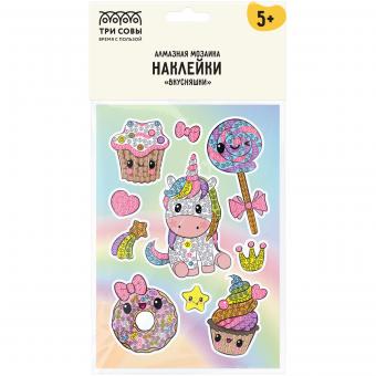 Алмазная мозаика, наклейки ТРИ СОВЫ, пакет с европодвесом, в ассортименте