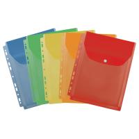 Папка-файл перфорированная А4 СТАММ, объемная (до 250л), клапан с кнопкой, 180мкм, цветная, ассорти