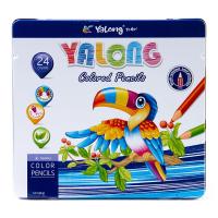 Карандаши цветные Yalong набор 24цв., заточенные, металл. пенал