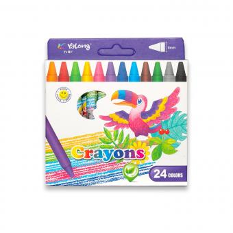 Восковые мелки Yalong "Toucan" 24цв., круглые