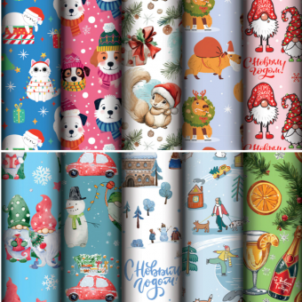 Бумага упаковочная ЗОЛОТАЯ СКАЗКА "Веселый Новый Год" (70х100см), ассорти