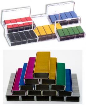 Скобы Kangaro №10, 10л., ЦВЕТНЫЕ, заточенные, стальные