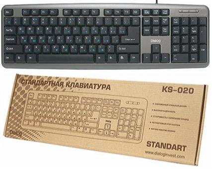 Клавиатура Dialog KS-020UG, серая, стандартная, usb