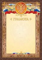 Грамота 2440 (бежевый фон, золотисто-коричневая рамка с гербом и триколором)