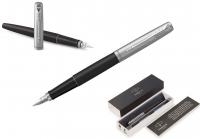 Ручка подарочная перьевая PARKER "Jotter Bond Street Black" черн.корп, нерж.сталь, синяя 1,0мм