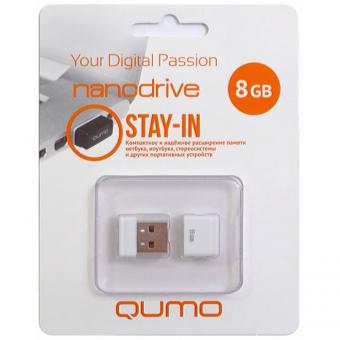 Флэш-диск 8ГБ, USB Qumo "Nano", белая