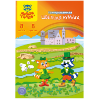 Цветная тонирован. бумага А4 КТС Апплика/Мульти-Пульти, 8цв., 8л, в ассортименте
