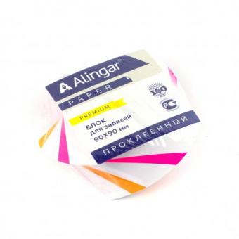 Блок д/зап. Alingar (9*9*4,5см), белый+неон, витой, проклееный
