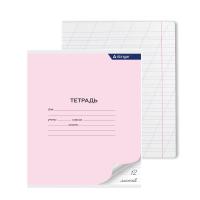 Тетрадь А5, 12л., Alingar "Розовая", узкая линия с полями, скрепка, блок офсет